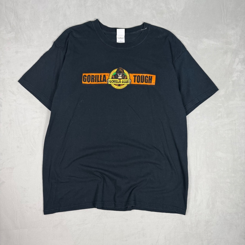 Y2K Mens Gildan Gorilla Glue Tough‎ Graphic T-Shirt Workwear Black XL